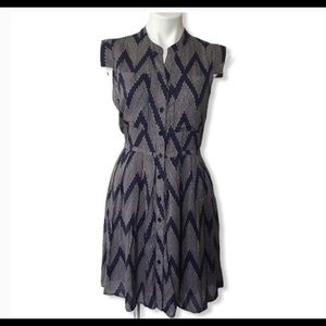 Anthropologie 11 1 Tylho Blue Gray Chevron Dress